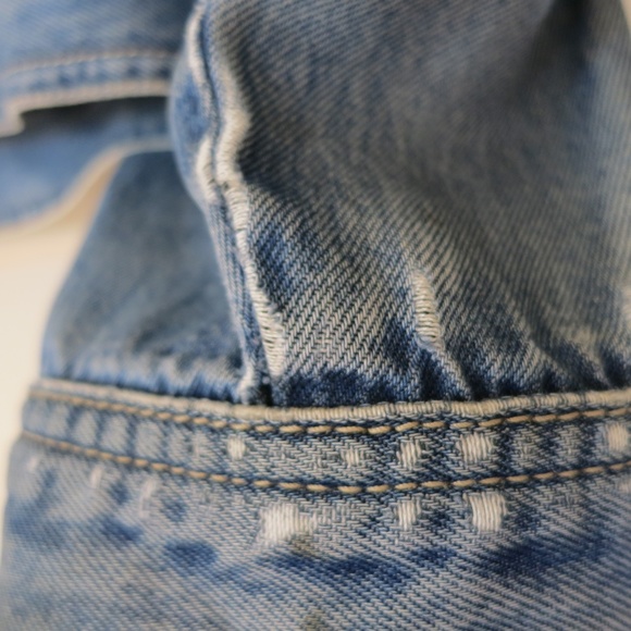 Vintage 1990s Blue Denim Jean Jacket Size M pockets zipper - Picture 10 of 13